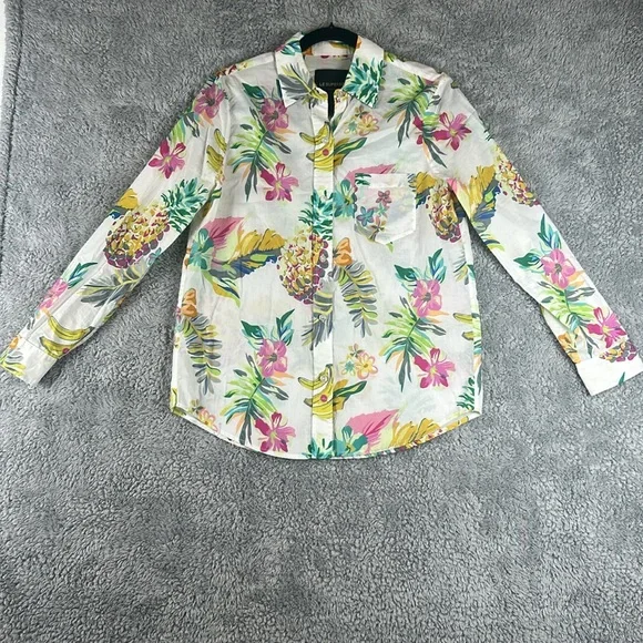 LE SUPERBE Tropi Cali Fruit Salad Ex-Boyfriend Long Sleeve Shirt Women’s, Size 6 Tops